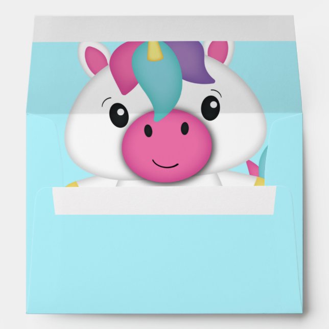 Enveloppe Baby shower Unicorn Turquoise (Dos (Bas))