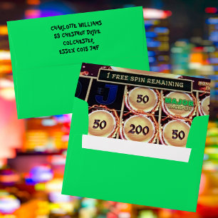 Enveloppe Bachelorette Las Vegas Machine à sous Neon Green