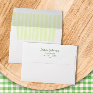 Enveloppe Bachelorette manuscrite à rayures vert et jaune