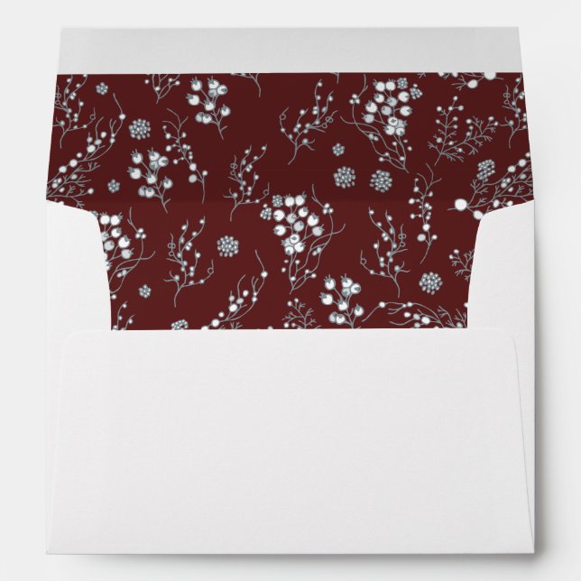Enveloppe Baies blanches d'hiver sur le motif rouge de (Dos (Bas))