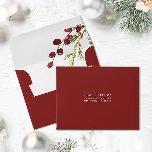 Enveloppe Baies rouges de Noël Adresse pré-imprimée RSVP