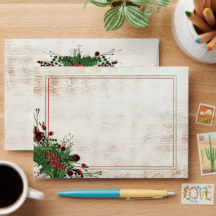 Enveloppe Baies rouges Green Holly Foliage Botanique