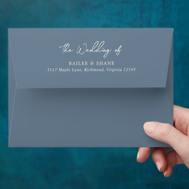 Enveloppe Bailee Dusty Blue Mariage moderne (Hand)