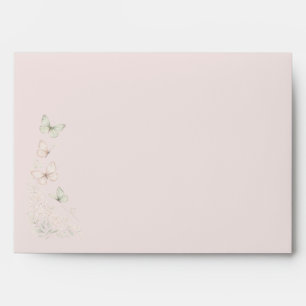 Enveloppe Baisers de papillon Vœux pour bébé Baby shower Ros