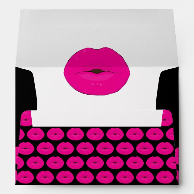Enveloppe Baisers roses sur la Saint Valentin noire (Dos (Bas))