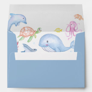 Enveloppe Baleine Bleue Nautique fête d'anniversaire