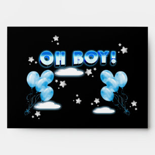 Enveloppe Ballons bleu nuit étoilé Oh Baby shower garçon mig