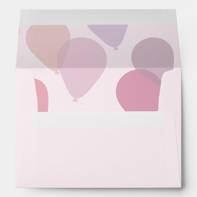 Enveloppe Ballons de fête d'anniversaire rose mign (Dos (Bas))