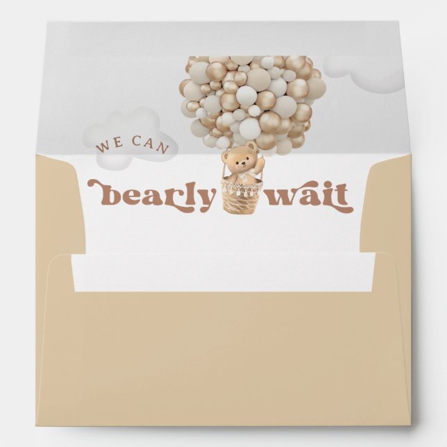 Enveloppe Ballons d'ours Baby shower neutre d'attente précoc (Dos (Bas))