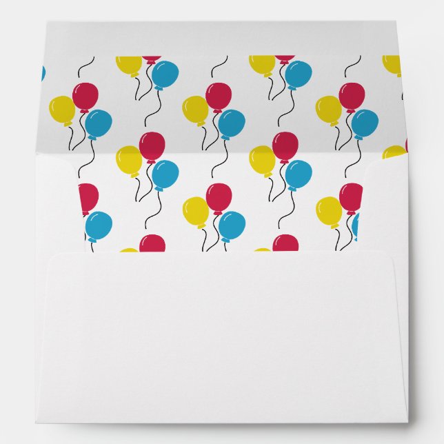 Enveloppe Ballons personnalisés de fête des éléphants de béb (Dos (Bas))