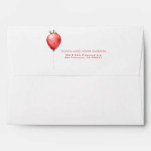 Enveloppe Balloon de fraise rouge mignonne jouant