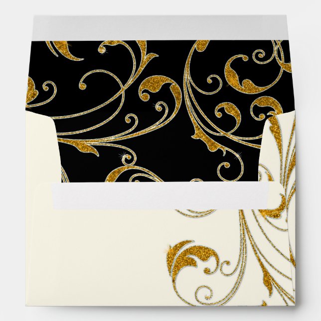 Enveloppe Ballotin Glam Old Hollywood Regency Cravate noire (Dos (Bas))