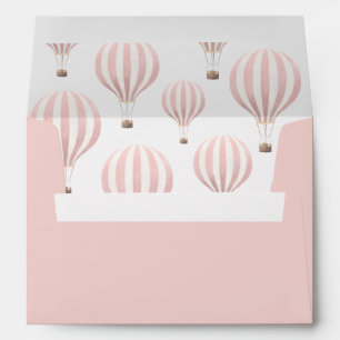 Enveloppe Ballotte à air chaud rose fête d'anniversaire