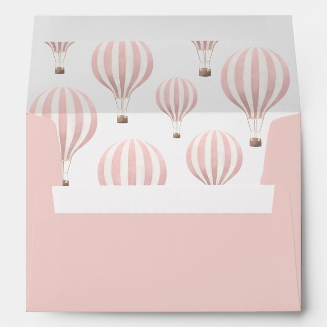 Enveloppe Ballotte à air chaud rose fête d'anniversaire (Dos (Bas))