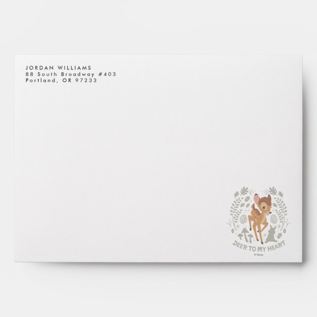 Enveloppe Bambi "Deer To My Heart" - Graphique forestier (Devant)