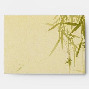 Enveloppe Bambou vert traditionnel avec aquarelle Feuille