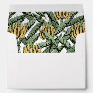 Enveloppe Bananes jaunes tropicales et Feuilles verts