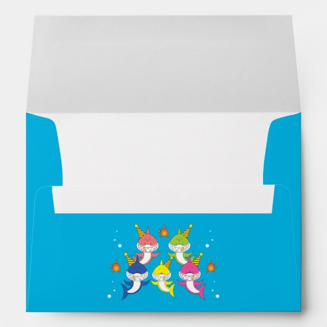 Enveloppe Bande dessinée mignonne de requin de famille (Dos (Bas))