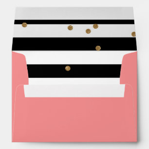 Enveloppe Bande noire et blanche et doublure parties scintil