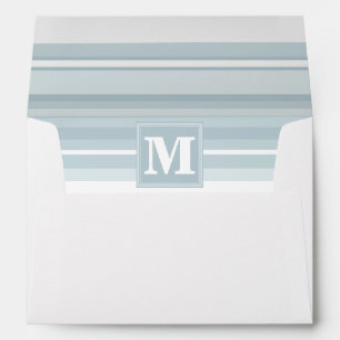 Enveloppe Bandes bleu glace monogramme