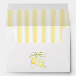 Enveloppe Bandes Jaunes Branches de Citron Avec Ruban