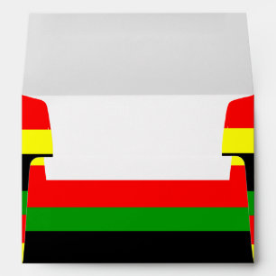 Enveloppe Bandes rouges, jaunes, noires et vertes