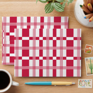 Enveloppe Bandes Tartan Rouge Blanc Plaid