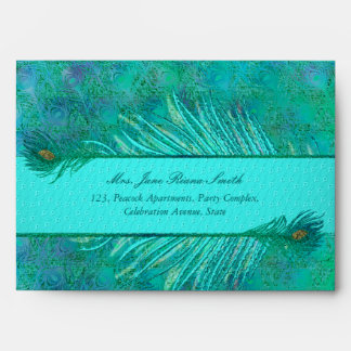 Enveloppe Bannière de plumes Peacock colorées, élégantes env