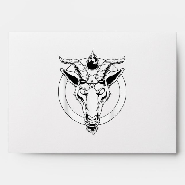 Enveloppe Baphomet de chèvre foncée, Satanique Lucifer Beelz (Devant)
