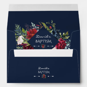 Enveloppe Baptême Bleu Bleu Brouillard Floral