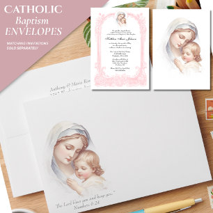 Enveloppe Baptême Mère et Enfant Bénis Écriture