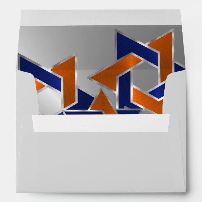 Enveloppe Bar Mitzvah Silver Blue Orange Star de David (Dos (Bas))
