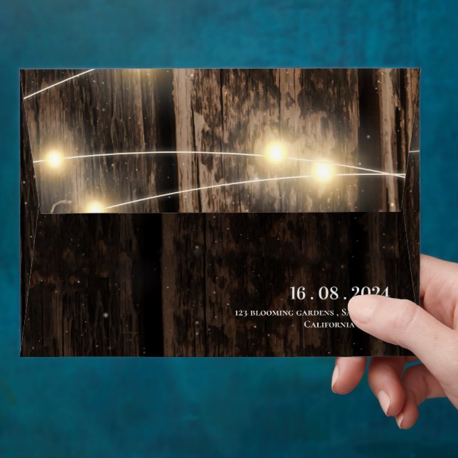 Enveloppe Barn Wood Élégant Script Mariage campagnard rustiq (Hand)