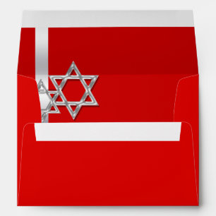 Enveloppe Barre rouge gris mitzvah ENVELOPE