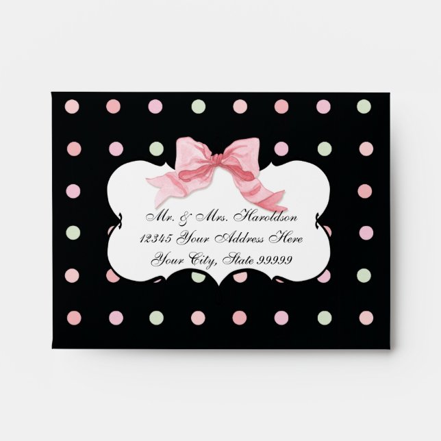 Enveloppe Bat mitzvah A2 RSVP Swirl de point d'amo (Devant)