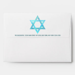Enveloppe Bat mitzvah Blue Opal Star Of David Adresse