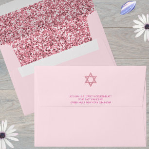 Enveloppe Bat mitzvah d'adresse de retour Glam Pink
