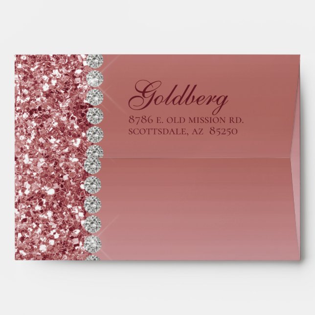 Enveloppe Bat mitzvah de Parties scintillant rose Gold (Dos (Haut rabat))