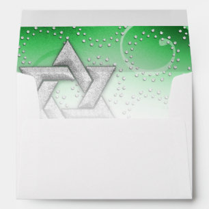 Enveloppe Bat mitzvah Emerald Shimmer Star de David