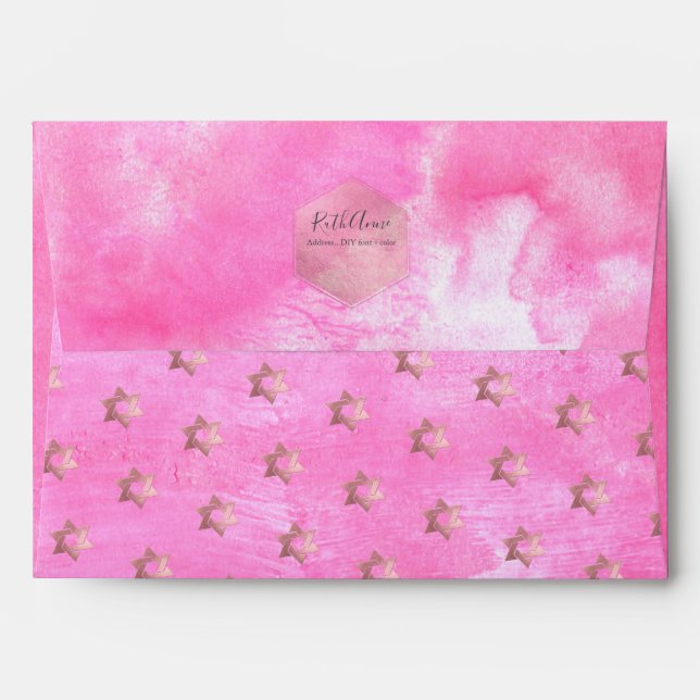 Enveloppe Bat mitzvah rose PixDezines (Dos (Haut rabat))