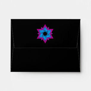 Enveloppe bat mitzvah rose violet bleu étoile