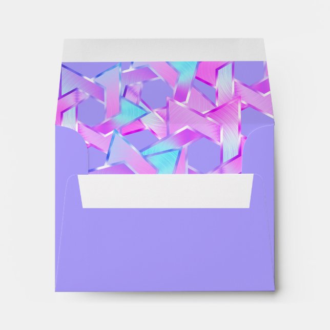 Enveloppe Bat mitzvah rose violet bleu étoile de David (Dos (Bas))