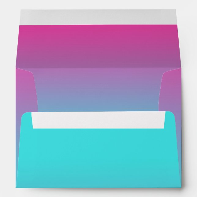 Enveloppe bat mitzvah Turquoise à Rose Ombre (Dos (Bas))