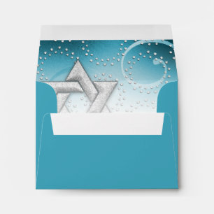 Enveloppe Bat mitzvah Turquoise Shimmer Star de David RSVP