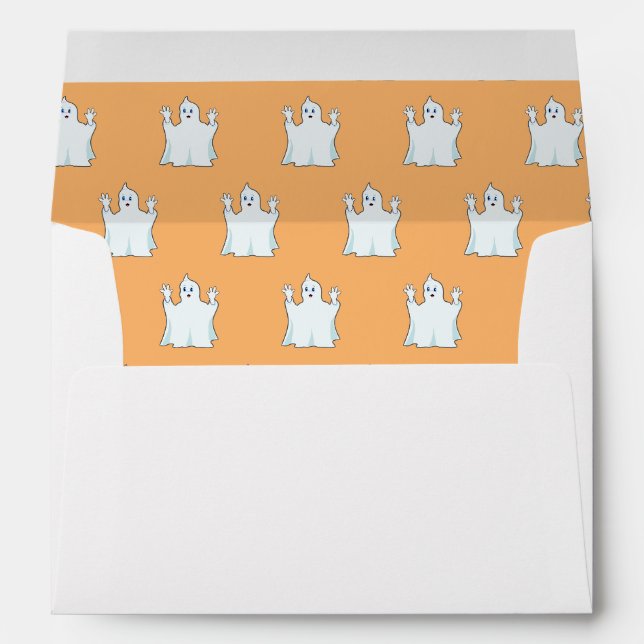 Enveloppe Bataille d'Halloween et Motif fantôme sur Orange (Dos (Bas))