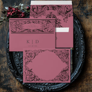 Enveloppe Batte victorienne jusqu'à la mort Mariage noir & v