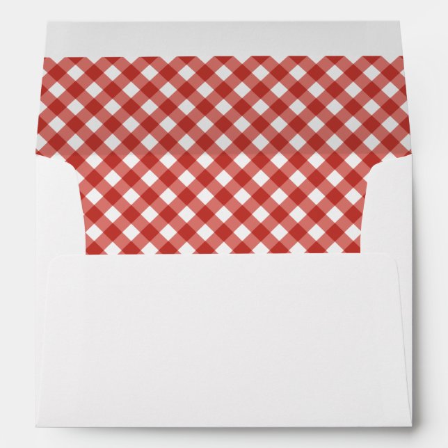 Enveloppe BBQ Couples rustiques Baby shower Bébé Q Rouge Pla (Dos (Bas))