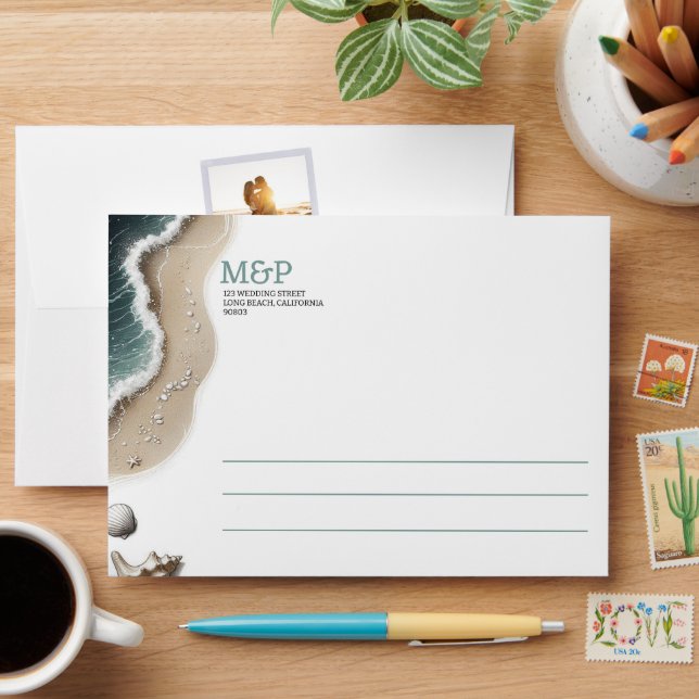 Enveloppe Beach Vibe Faire-part de mariage (Desk)