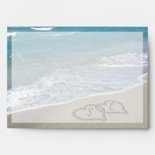 Enveloppe Beach Wedding Hearts