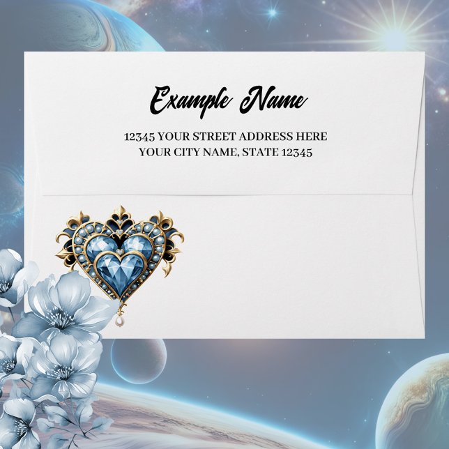Enveloppe Beau coeur bleu noble. (Blue heart)